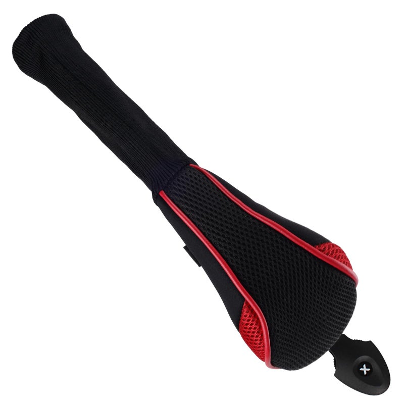 Andux 4 Pack Long Neck Golf Hybrid Club Head Covers Dial No. Tag CTMT-01 Black/Red - Image 3